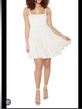 Likely size 2 Mayella dress Revolve summer spring floral fit flare ivory gold